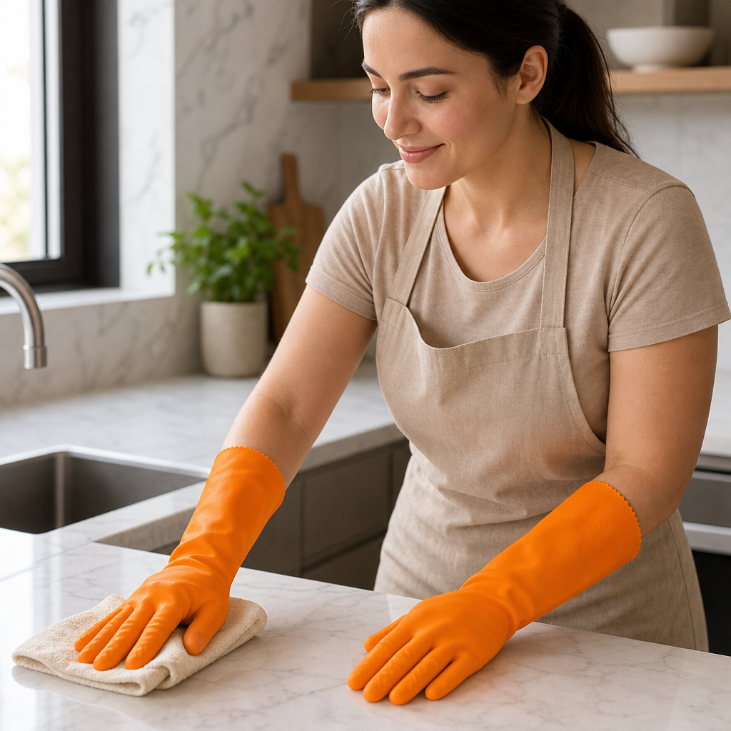 144 Pieces Orange PVC Household Cleaning Gloves, 30 cm, 1 Pair