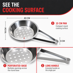 120 Pieces BBQ Grill Pan with Long Handle, 15 cm Silver Steel Cooking Pan, 1 Piece