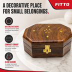 96 Pieces Wooden Octagonal Storage Box with Front Latch, 7 x 5 Inch, Brown