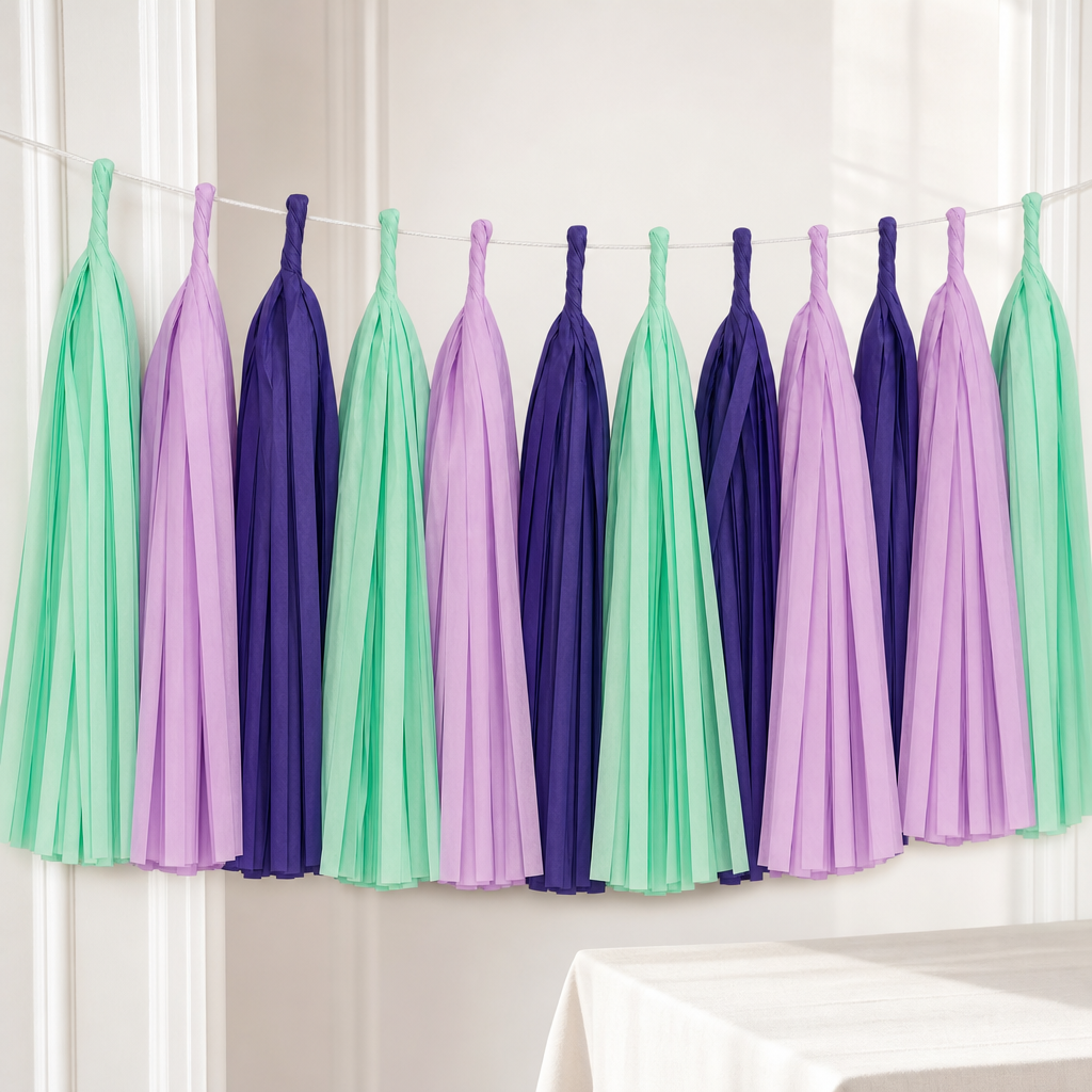 240 Pieces Tassel Garland, Assorted Colours, 2 m x 15 cm, 12 Pieces for Party Decorations