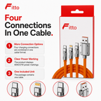 144 Pieces 4-in-1 Fast Charging Cable, 65W/27W Multi-Connector Cable for Everyday Device Power