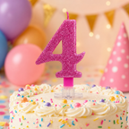 240 Pieces Assorted Colour Sparkling Number 4 Cake Candle, 3 in, Clip Base, 1 Piece