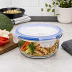 96 Pieces Round Glass Food Container with PP Locking Lid, 1300 ml