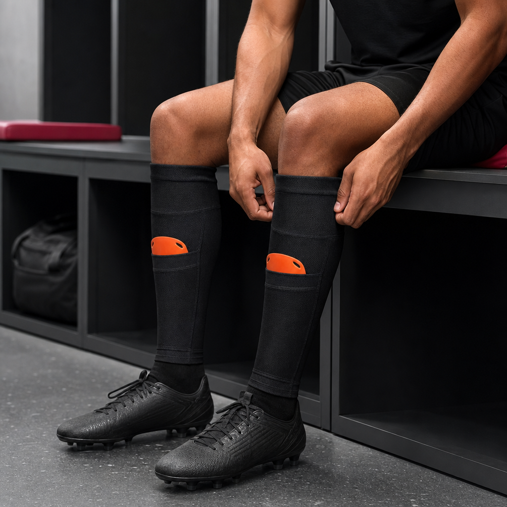 96 Pieces Shin Guard Sockses, Size L, Black and Orange, Pair for Sports Training