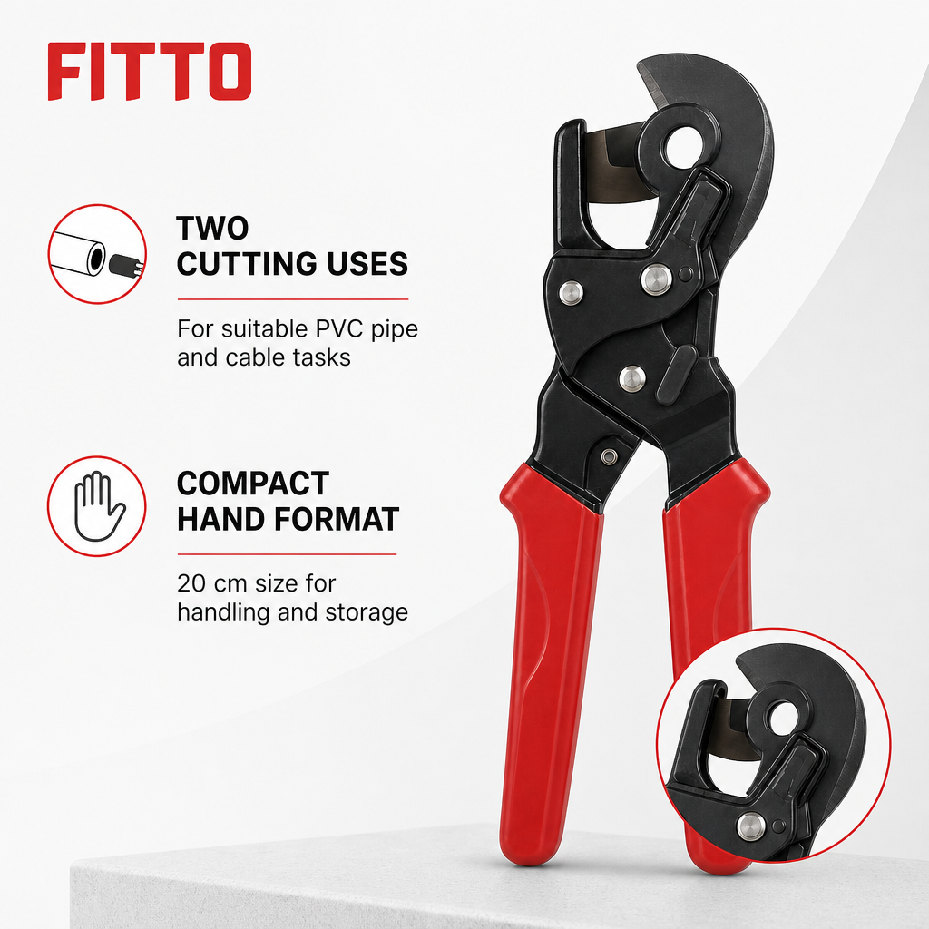96 Pieces Ratchet PVC Pipe and Cable Cutters, 20 cm, Red and Black, 1 Piece