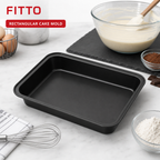 96 Pieces Cake Mold, Black Rectangular Carbon Steel Non-Stick Baking Pan, 32 × 22 × 5 cm, 1 Piece