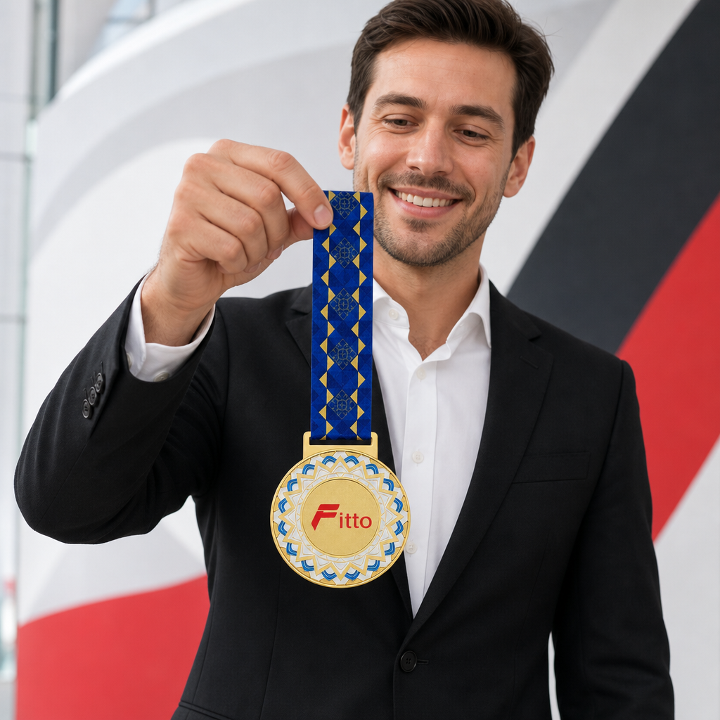 120 Pieces Decorative Sports Medal with Blue Ribbon, Gold, 10 x 8 cm