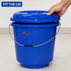 96 Pieces Plastic Bucket With Lid and Carry Handle, 13 Litre, Blue