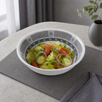 96 Pieces Melamine Salad Bowl, 8 Inch, Grey With Geometric Border