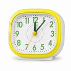 96 Pieces Quartz Alarm Clocks, Yellow and White Square Design with Large Green Numbers for Bedroom or Desk