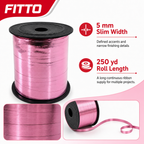 120 Pieces Dark Pink Metallic Ribbon Roll, 5 mm x 250 yd, Decorative Craft Ribbon for Wrapping, Party Details and DIY Projects