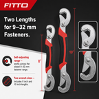96 Pieces Self-Adjusting Universal Wrench Set, 9–32 mm, 8 Inch and 10 Inch, Red Black Silver, 2 Piece