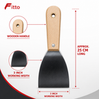 144 Pieces 3 Inch Putty Knife Paint Scraper with Wooden Handle, Natural Wood and Black, 1 Piece