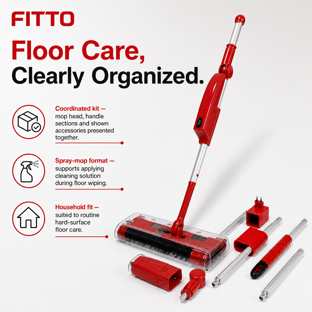 48 Pieces Spray Mop Cleaning Kit with Accessories, Red, 1 Set