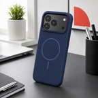 120 Pieces Magnetic Phone Cases for Model 17, Navy Blue Silicone Cover with Raised Camera Protection