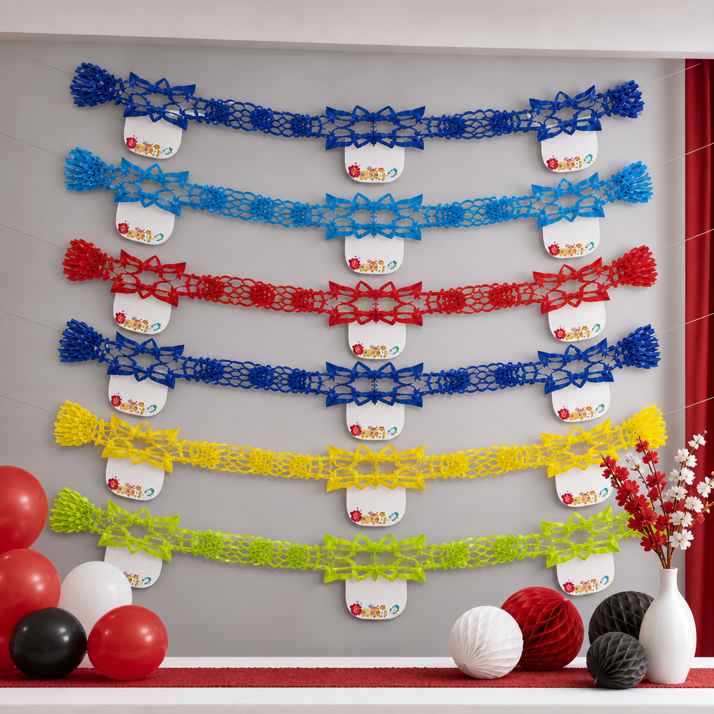 240 Pieces Paper Decoration Banner, 2 m, Assorted Colours, 6 Pieces
