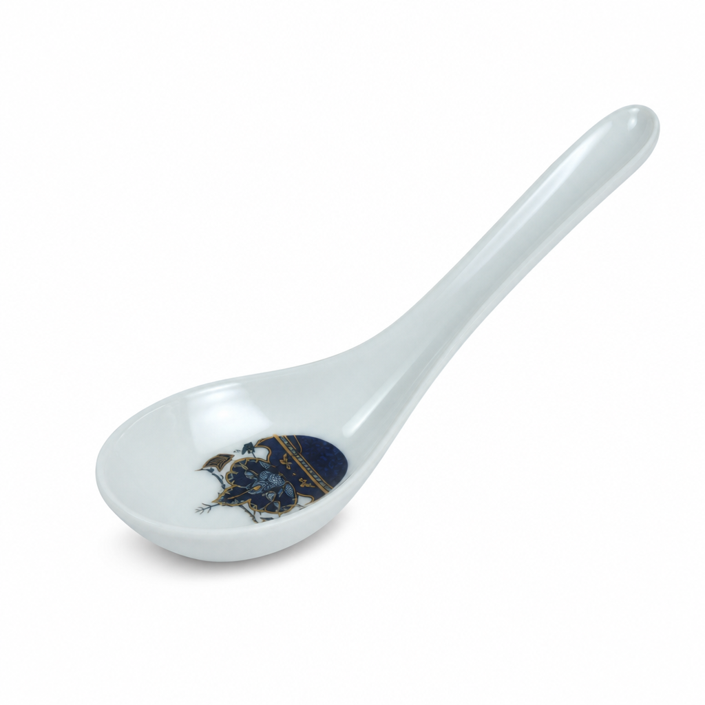240 Pieces Melamine Chinese Soup Spoon with Decorative Pattern, 14 cm
