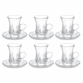72 Pieces Clear Glass Tea Cup and Saucer Set, 6 Cups and 6 Saucers, 12 Pieces