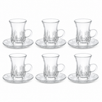 72 Pieces Clear Glass Tea Cup and Saucer Set, 6 Cups and 6 Saucers, 12 Pieces