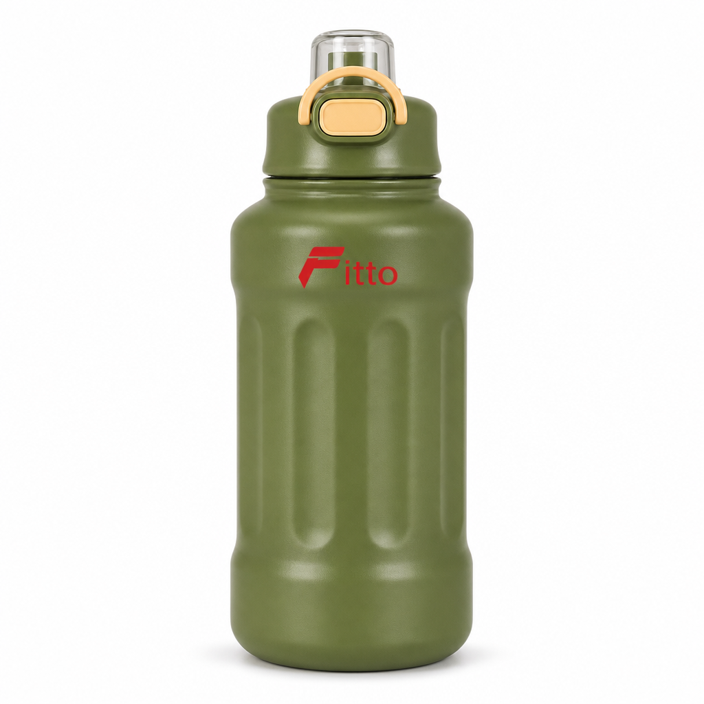 72 Pieces Water Bottle with Carry Strap, 1000ml Olive Green Sports Hydration Bottle