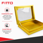 96 Pieces Chocolate Presentation Box with Ribbon, Gold Square 26 × 26 × 4.8 cm, 1 Piece
