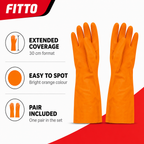 144 Pieces Orange PVC Household Cleaning Gloves, 30 cm, 1 Pair