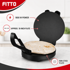 48 Pieces Electric Roti Makers, 1800 W, 10 in Non-Stick Plate, Black, 1 Piece