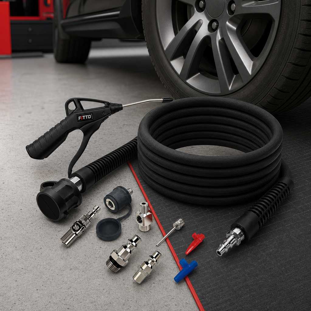48 Pieces Air Hose Blow-Up Kit, 23 ft High-Heat Hose with Air Gun and Quick-Connect Fittings, 12 Pieces
