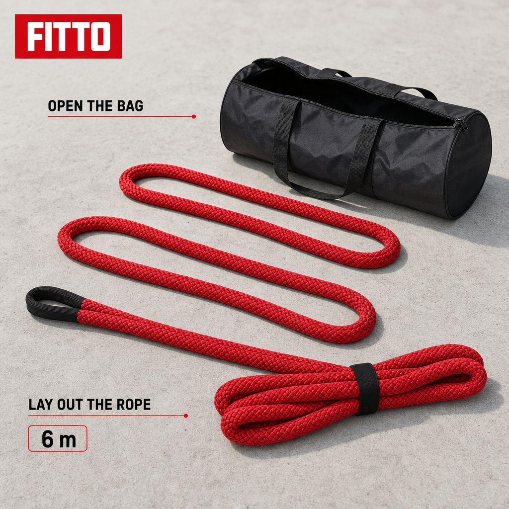 48 Pieces Kinetic Vehicle Recovery Tow Rope, 6 m, 13.2 Ton, 30% Elasticity, Red