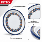 72 Pieces Melamine Round Serving Trays with Decorative Pattern, 50 cm