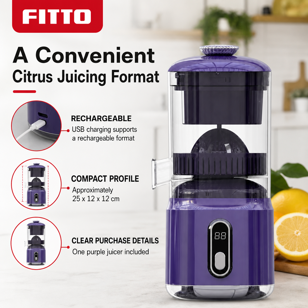 48 Pieces Rechargeable Citrus Juicers with USB Charging, Purple, Single Unit