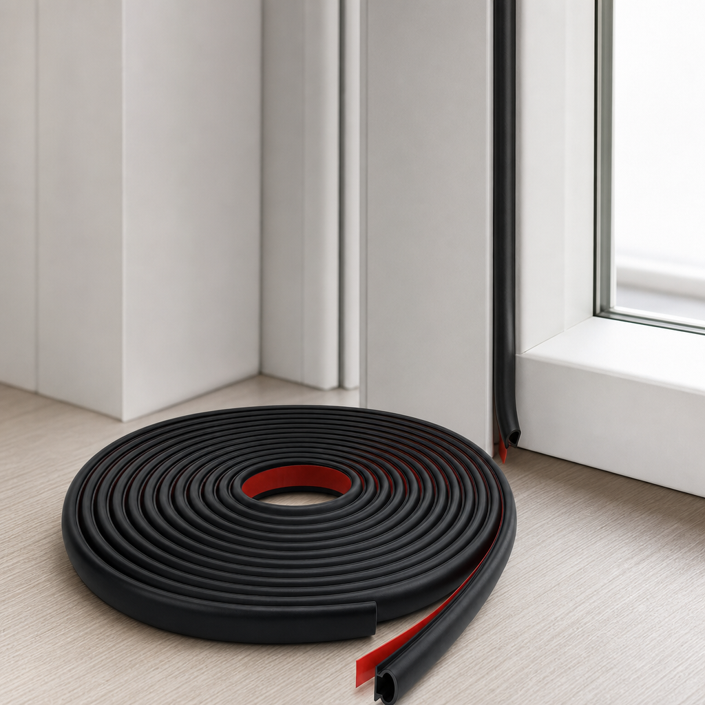 96 Pieces Self-Adhesive Door and Window Weather Sealing Strip, Black and Red, 1 Roll