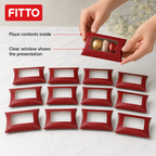 72 Pieces Red Pillow Boxes with Clear Window, 24 × 20 × 5 cm, 12 Pieces