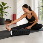 72 Pieces Textured Foam Yoga Roller, 45 cm, Black, Cylindrical Exercise and Stretching Roller