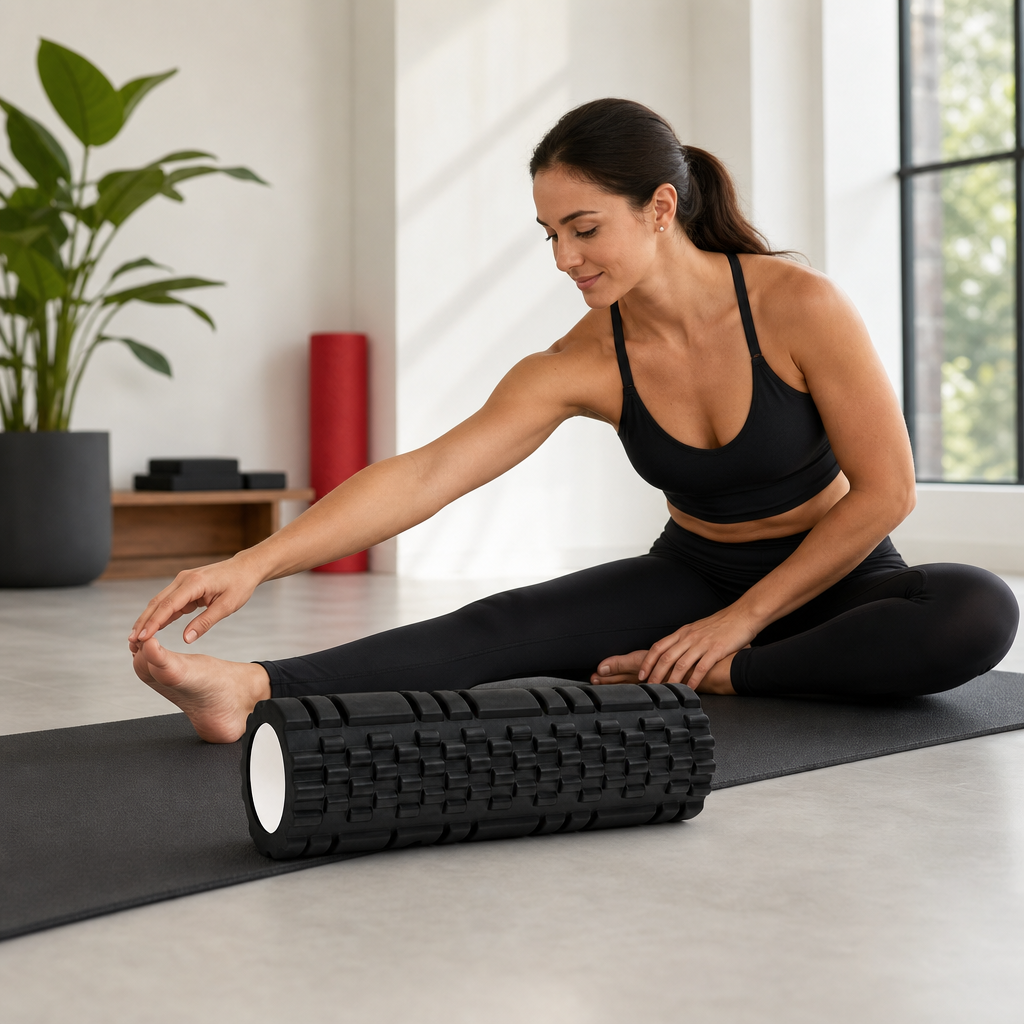72 Pieces Textured Foam Yoga Roller, 45 cm, Black, Cylindrical Exercise and Stretching Roller