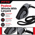 96 Pieces Sports Whistles Pealess with Lanyard, Black and Grey, 1 Piece