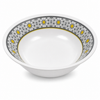 96 Pieces Melamine Salad Bowl, 10 Inch, Round Tablewares, White with Grey Pattern and Yellow Accents
