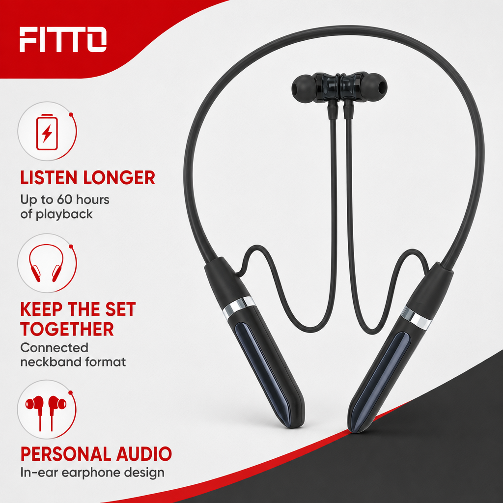 96 Pieces Wireless Neckband Earphones with 60-Hour Playback, In-Ear Audio Design