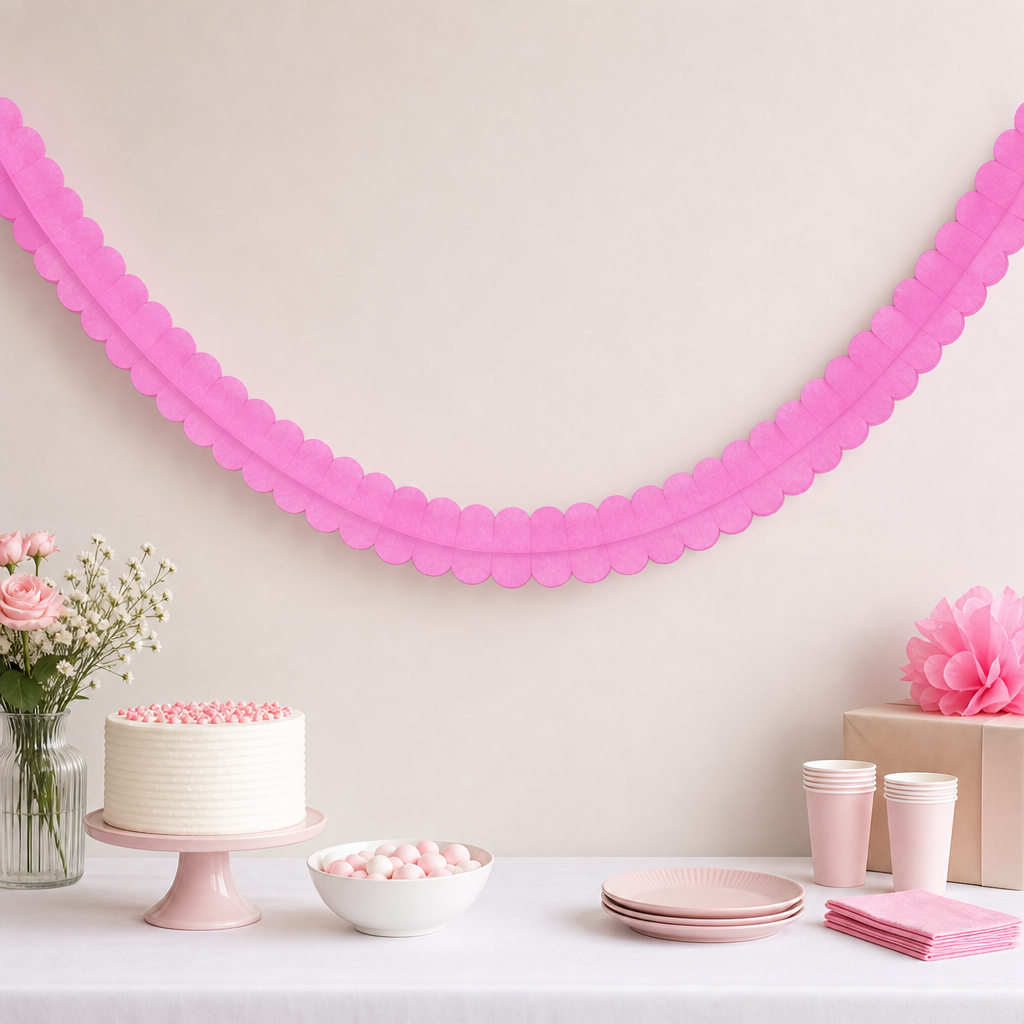 240 Pieces Pink Solid Colour Paper Garland, 4 m x 16 cm, 1 Piece Party Decorations