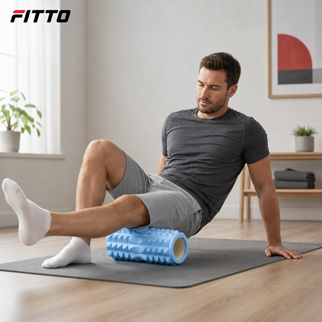 72 Pieces Textured Foam Yoga Roller, 44 cm, Light Blue