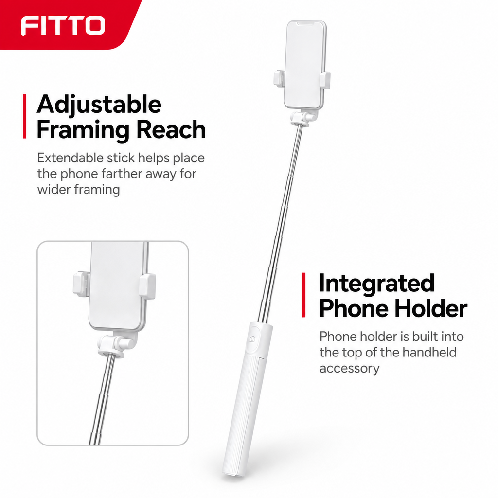 120 Pieces Extendable Selfie Stick with Phone Holder, White