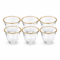 96 Pieces Clear Glass Cawa Cups with Gold-Tone Rims, Rounded Design, 6-Piece Drinkwares Set