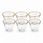 96 Pieces Clear Glass Cawa Cups with Gold-Tone Rims, Rounded Design, 6-Piece Drinkwares Set
