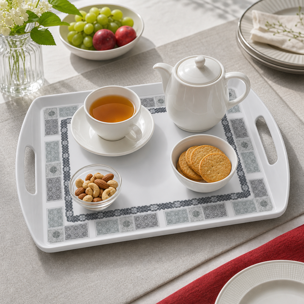 72 Pieces Melamine Rectangular Serving Trays with Double Handles, 22 Inch