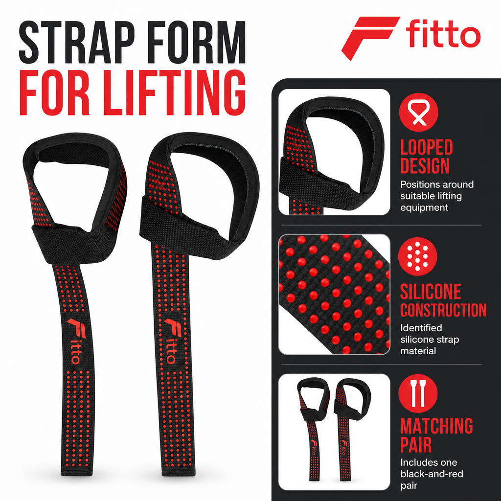 96 Pieces Silicone Weightlifting Power Grip Straps, Pair, Black and Red