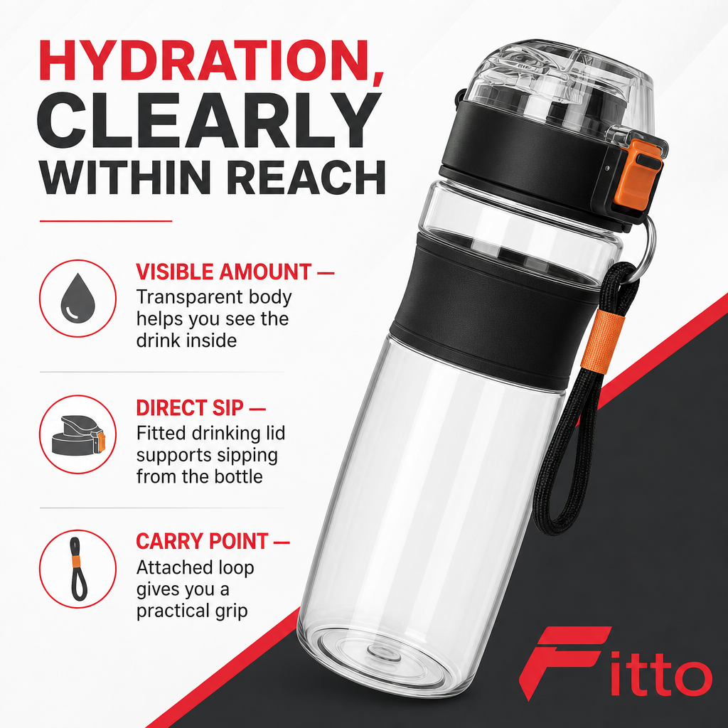 96 Pieces Transparent Plastic Sports Water Bottles with Drinking Lid, 950 ml, Carry Loop, 1 Piece