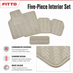 72 Pieces Universal Car Floor Mat Set with Diamond Design, Beige, 5-Piece