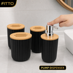 96 Pieces Black PP Bathroom Accessory Set with Bamboo Lids and Soap Dispenser