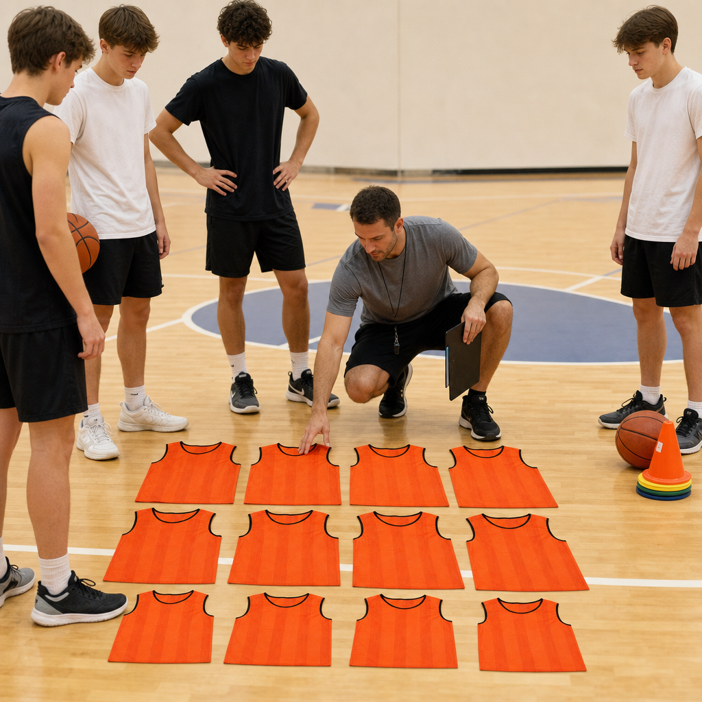 48 Pieces Sports Training Bibs Vests, Small Size, Orange, 12-Piece Pack