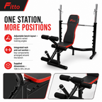 48 Pieces Adjustable Weight Benches with Barbell Rack and Preacher Curl, Multi-Position Steel Frame, 130 kg Capacity